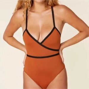 Andie The Cove One Piece Swimsuit in Cinnamon Size Small Tall